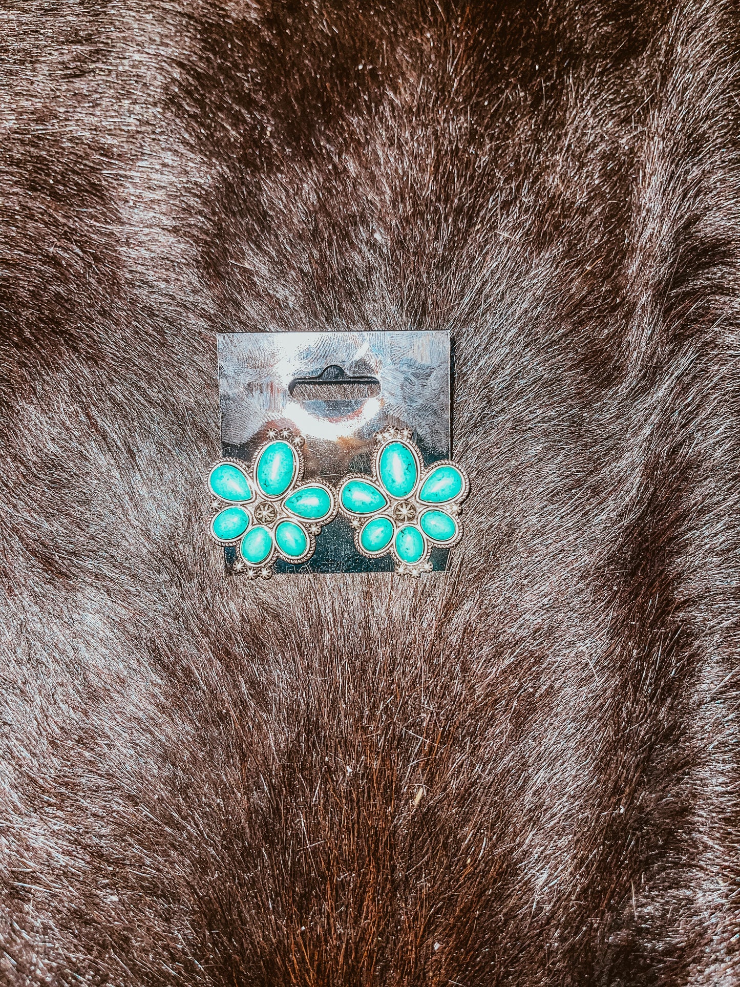 Turq Flower Studs