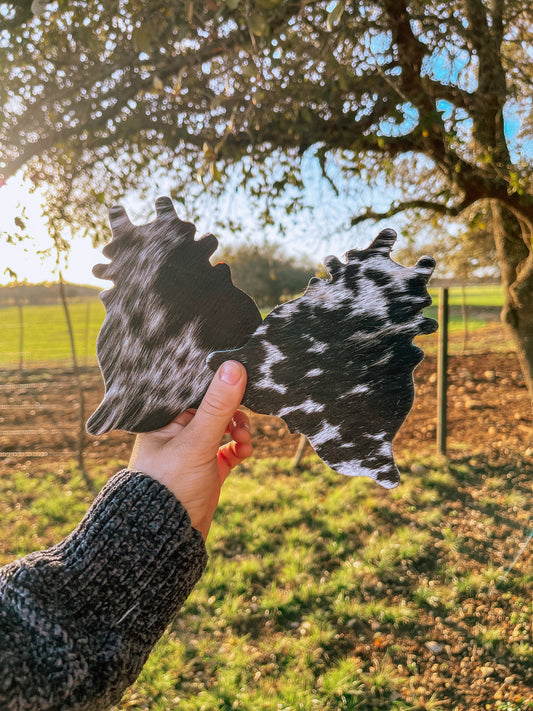 Mini Cowhide Rug Coasters(Black)