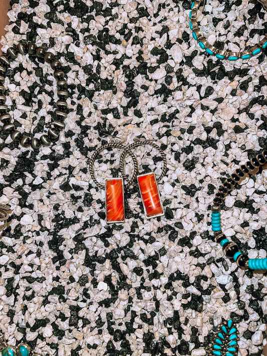 Orange Stone Hoops