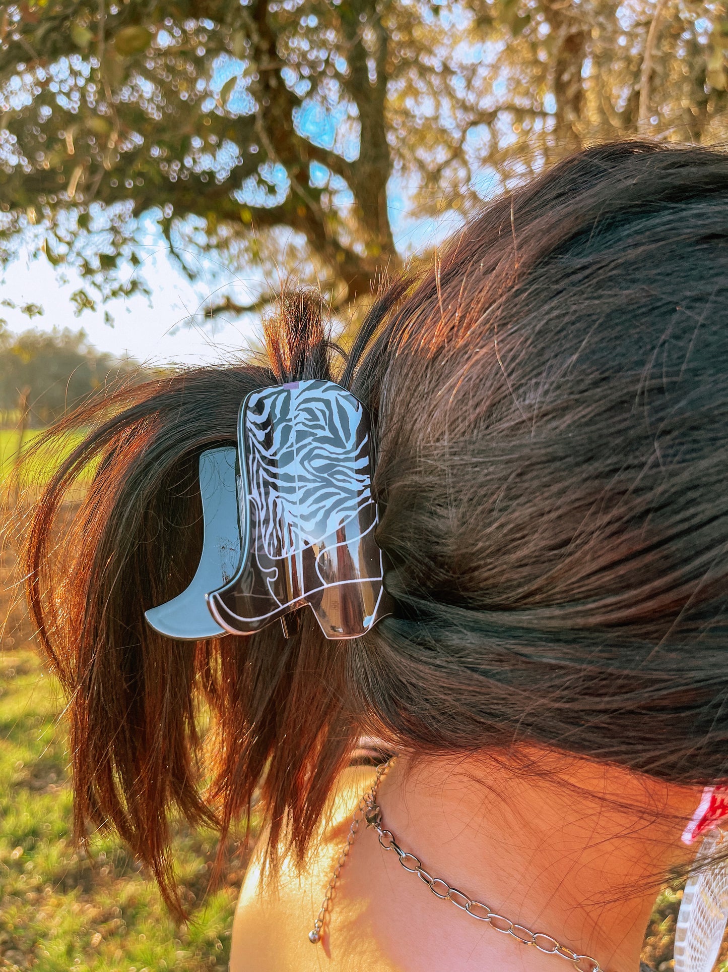 Zebra Boot Hair Clip